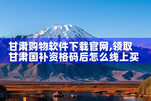 甘肃购物软件下载官网